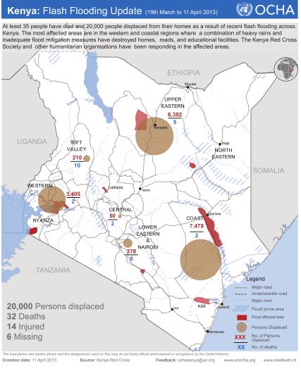 kenya map with recent flood